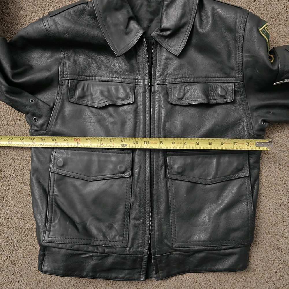 Vintage 80s German Polizei Police Leather Motorcycle Jacket 36 Black - Picture 13 of 13